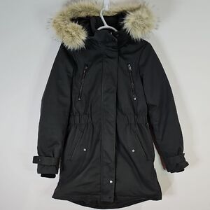 Vero Moda Black XS Parka with Removable Fur Hood